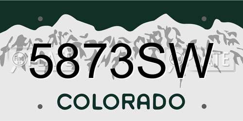 5873SW Colorado License Plate