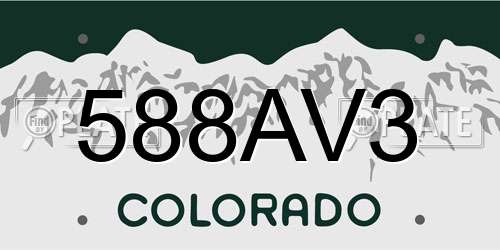 588AV3 Colorado License Plate