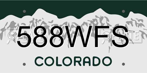 588WFS Colorado License Plate