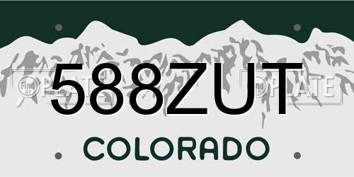 588ZUT Colorado License Plate