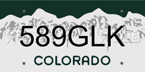 589GLK Colorado License Plate