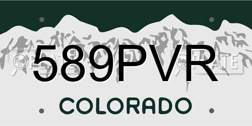 589PVR Colorado License Plate