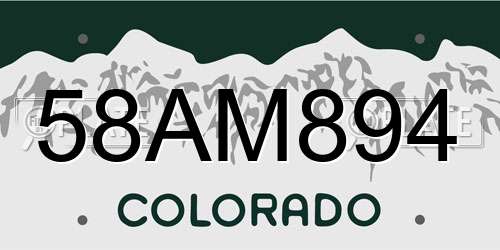 58AM894 Colorado License Plate