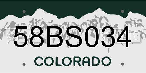 58BS034 Colorado License Plate