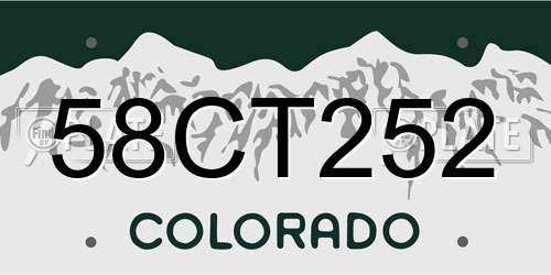 58CT252 Colorado License Plate