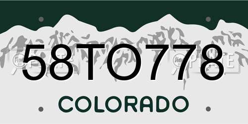 58TO778 Colorado License Plate