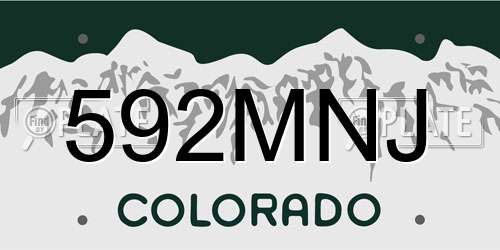 592MNJ Colorado License Plate
