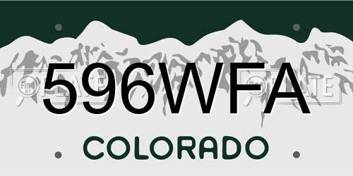 596WFA Colorado License Plate