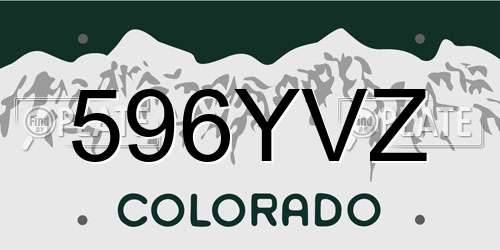 596YVZ Colorado License Plate
