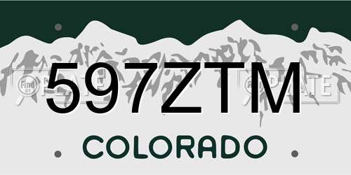 597ZTM Colorado License Plate