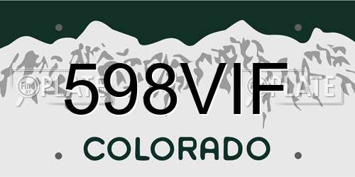 598VIF Colorado License Plate