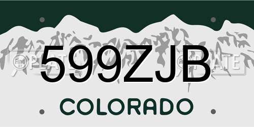 599ZJB Colorado License Plate