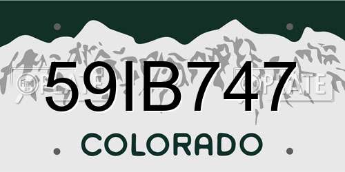 59IB747 Colorado License Plate