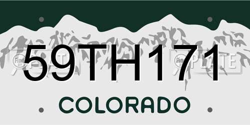 59TH171 Colorado License Plate