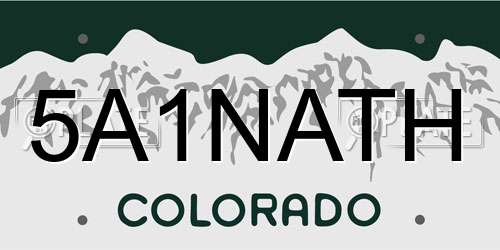 5A1NATH Colorado License Plate