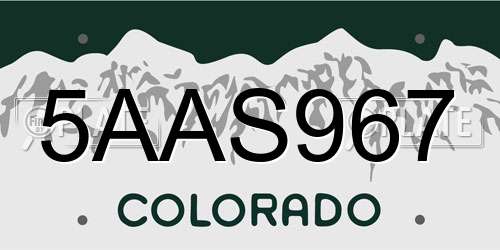 5AAS967 Colorado License Plate