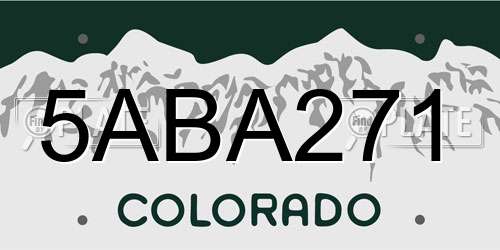 5ABA271 Colorado License Plate