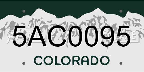 5AC0095 Colorado License Plate