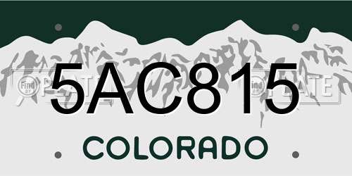 5AC815 Colorado License Plate
