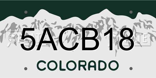 5ACB18 Colorado License Plate
