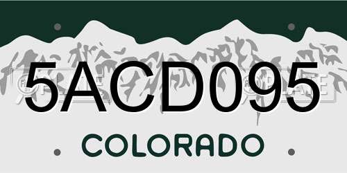 5ACD095 Colorado License Plate