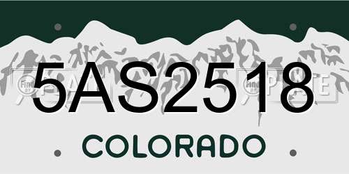 5AS2518 Colorado License Plate