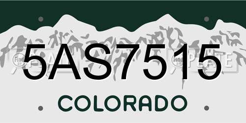 5AS7515 Colorado License Plate