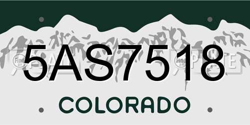 5AS7518 Colorado License Plate
