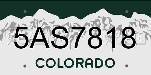 5AS7818 Colorado License Plate