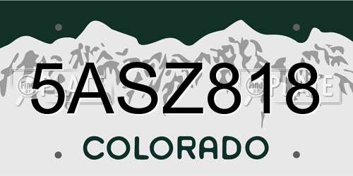 5ASZ818 Colorado License Plate