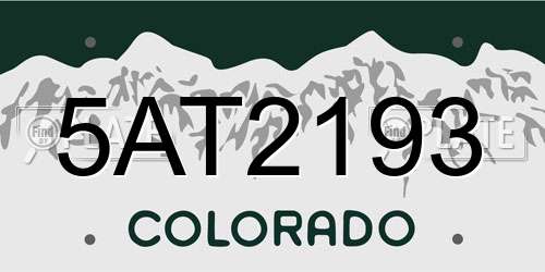 5AT2193 Colorado License Plate
