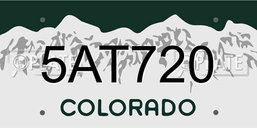 5AT720 Colorado License Plate