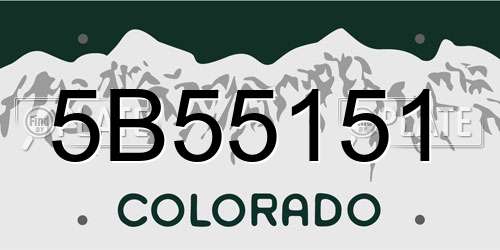 5B55151 Colorado License Plate