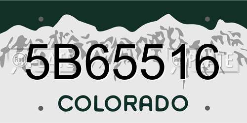 5B65516 Colorado License Plate