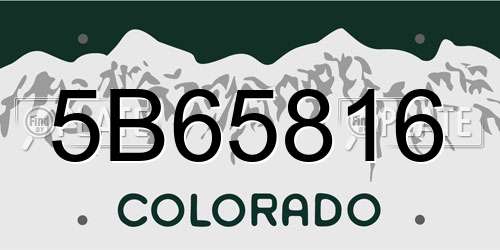 5B65816 Colorado License Plate