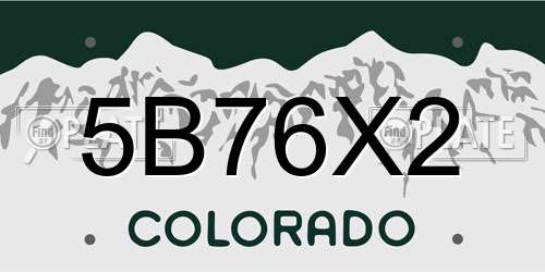 5B76X2 Colorado License Plate