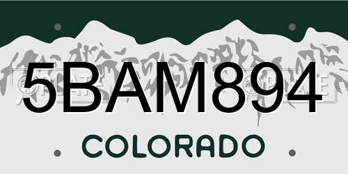 5BAM894 Colorado License Plate