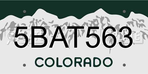 5BAT563 Colorado License Plate