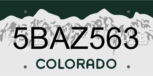 5BAZ563 Colorado License Plate