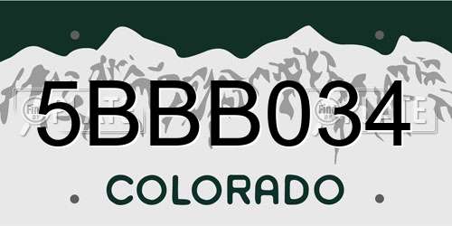 5BBB034 Colorado License Plate
