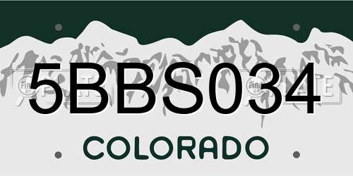 5BBS034 Colorado License Plate