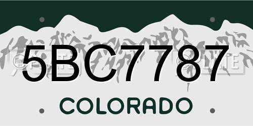 5BC7787 Colorado License Plate