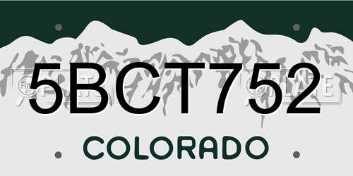 5BCT752 Colorado License Plate