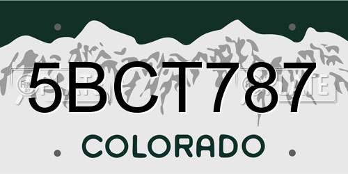 5BCT787 Colorado License Plate