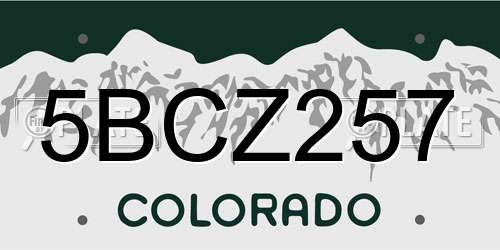 5BCZ257 Colorado License Plate