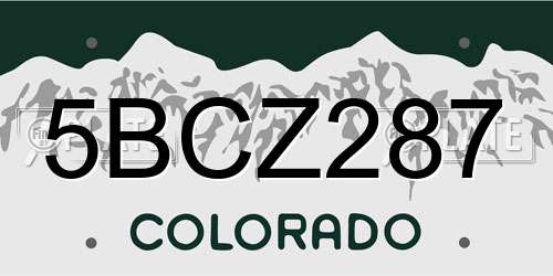 5BCZ287 Colorado License Plate