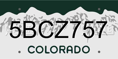 5BCZ757 Colorado License Plate