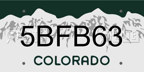 5BFB63 Colorado License Plate