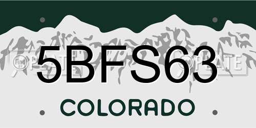 5BFS63 Colorado License Plate