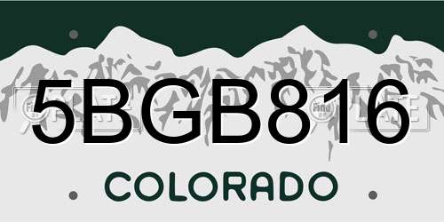 5BGB816 Colorado License Plate